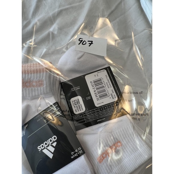 adidas Socks 6 Pairs Womens Medium EU 39-42 White Athletic Cushion Medium - Picture 4 of 4